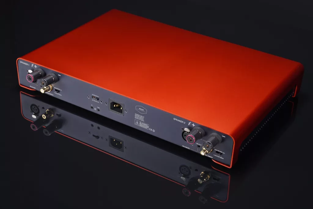 Hypex NCx500 Dual Mono Amplifier Apollon Audio Red color Back Side view