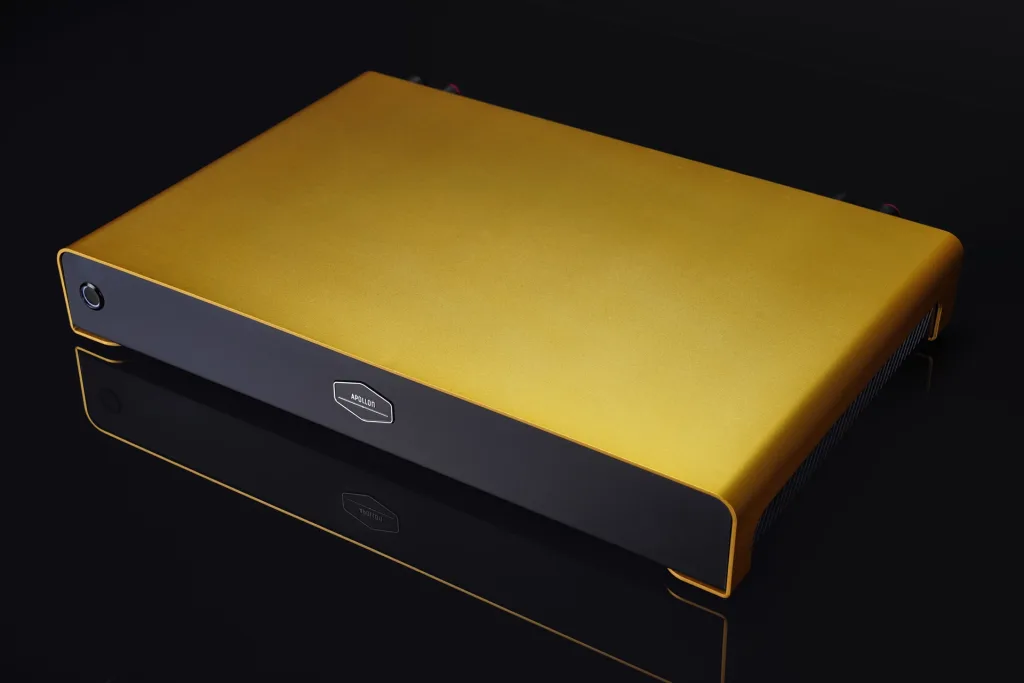 Hypex Nilai 500 Dual Mono Amplifier Apollon Audio Gold Color Front Side view