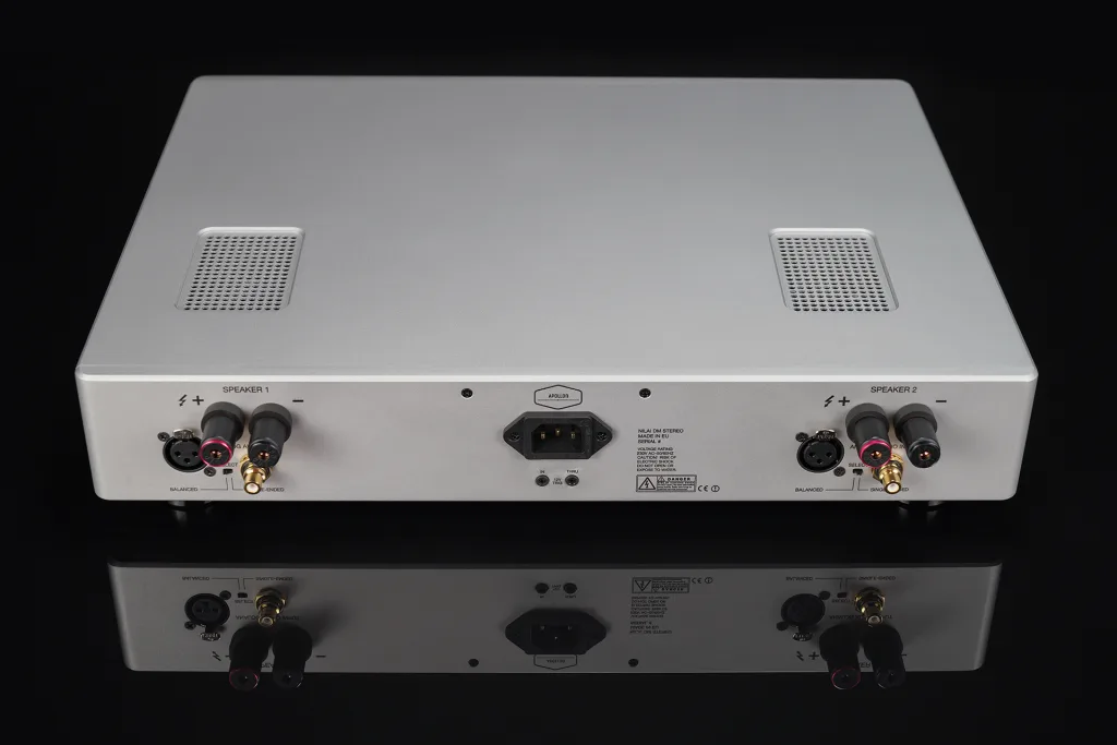 Hypex Nilai 500 Stereo Dual Mono Amplifier Backpanel Connections Silver Anodized Apollon Audio